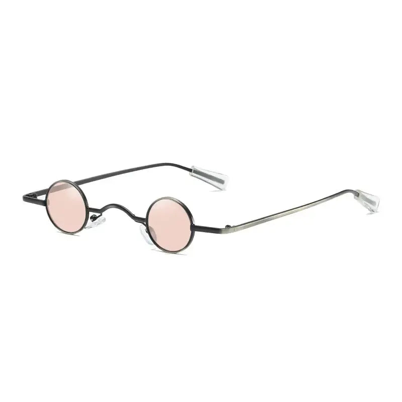 Retro Small Round Wide Bridge Metal Frame Sunglasses - Pink