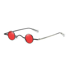 Retro Small Round Wide Bridge Metal Frame Sunglasses - Red