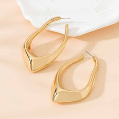 Retro Square Irregular Stainless Steel Hoop Earrings Gold