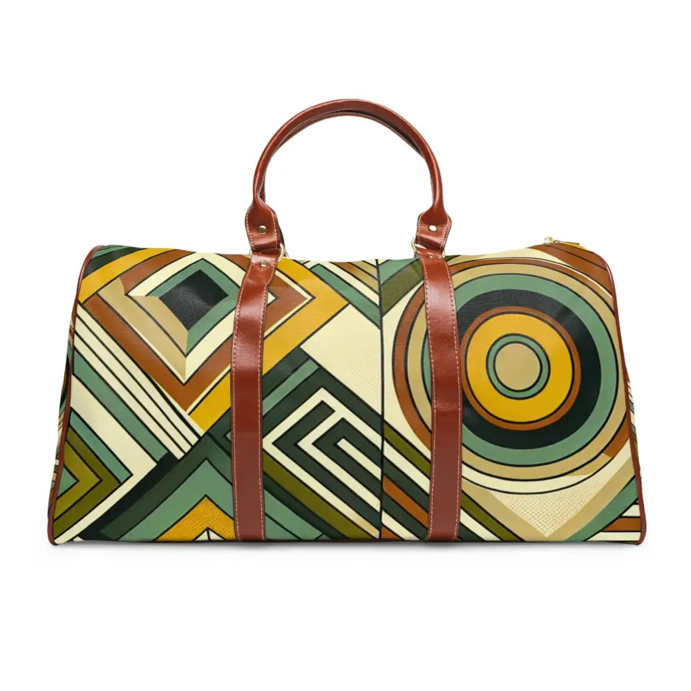 Retro Style Area Travel Bag in Avocado Green and Mustard