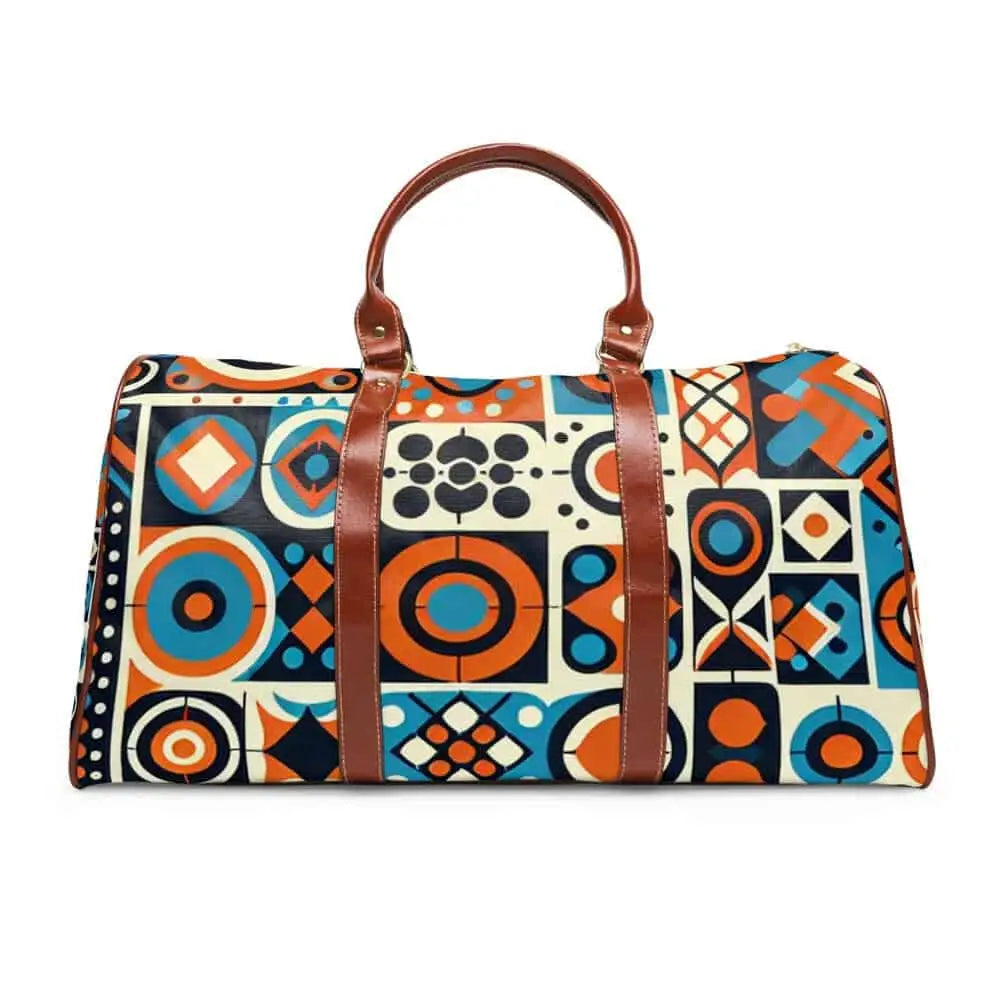 Retro Style Area Travel Bag with Geometric 60s Design 20’’