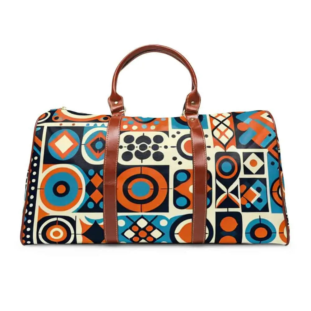 Retro Style Area Travel Bag with Geometric 60s Design 20’’