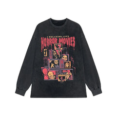 Retro Sweatshirt I Freaking Love Horror Movies Print / M
