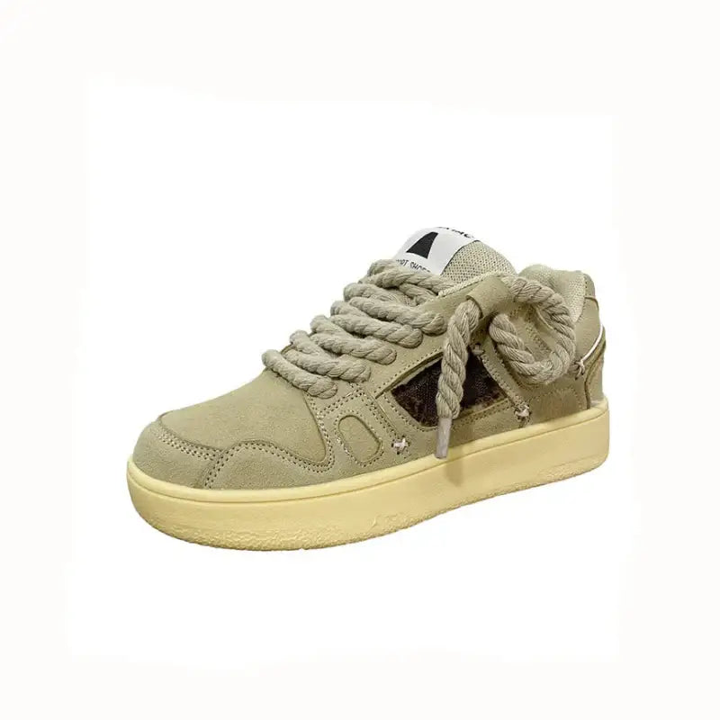 Retro Swede Skateboard Lace Side Sneakers - Dark Khaki / 35