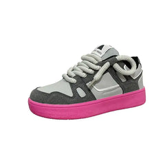 Retro Swede Skateboard Lace Side Sneakers - Pink Grey / 35