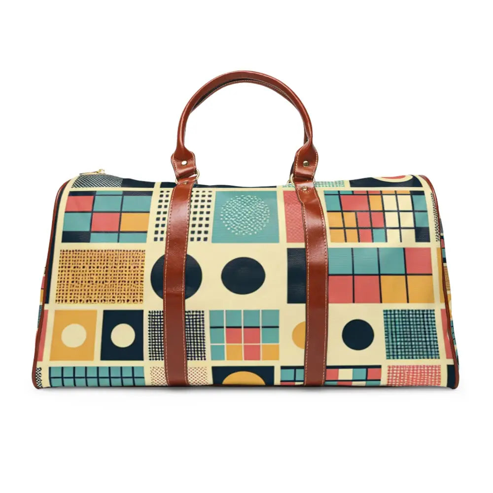 Retro Travel Bag with 60s Geometric Pattern 20’’ x 12’’