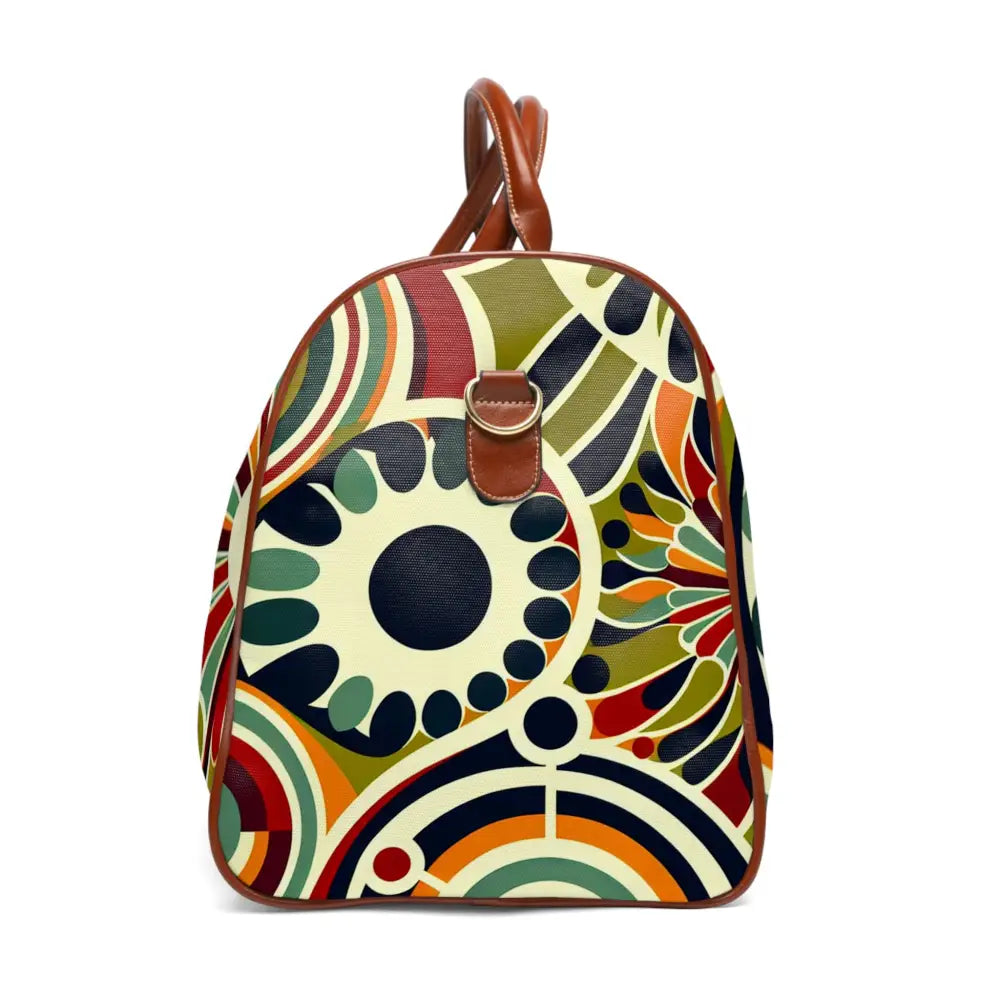 Retro Travel Bag with Evocative Pattern 20’’ x 12’’ / Brown