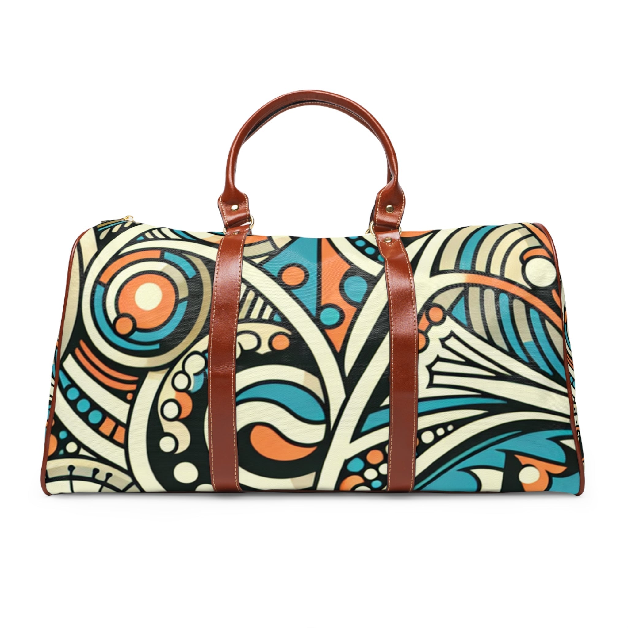 Retro Travel Bag with Geometric 70s Design 20’’ x 12’’