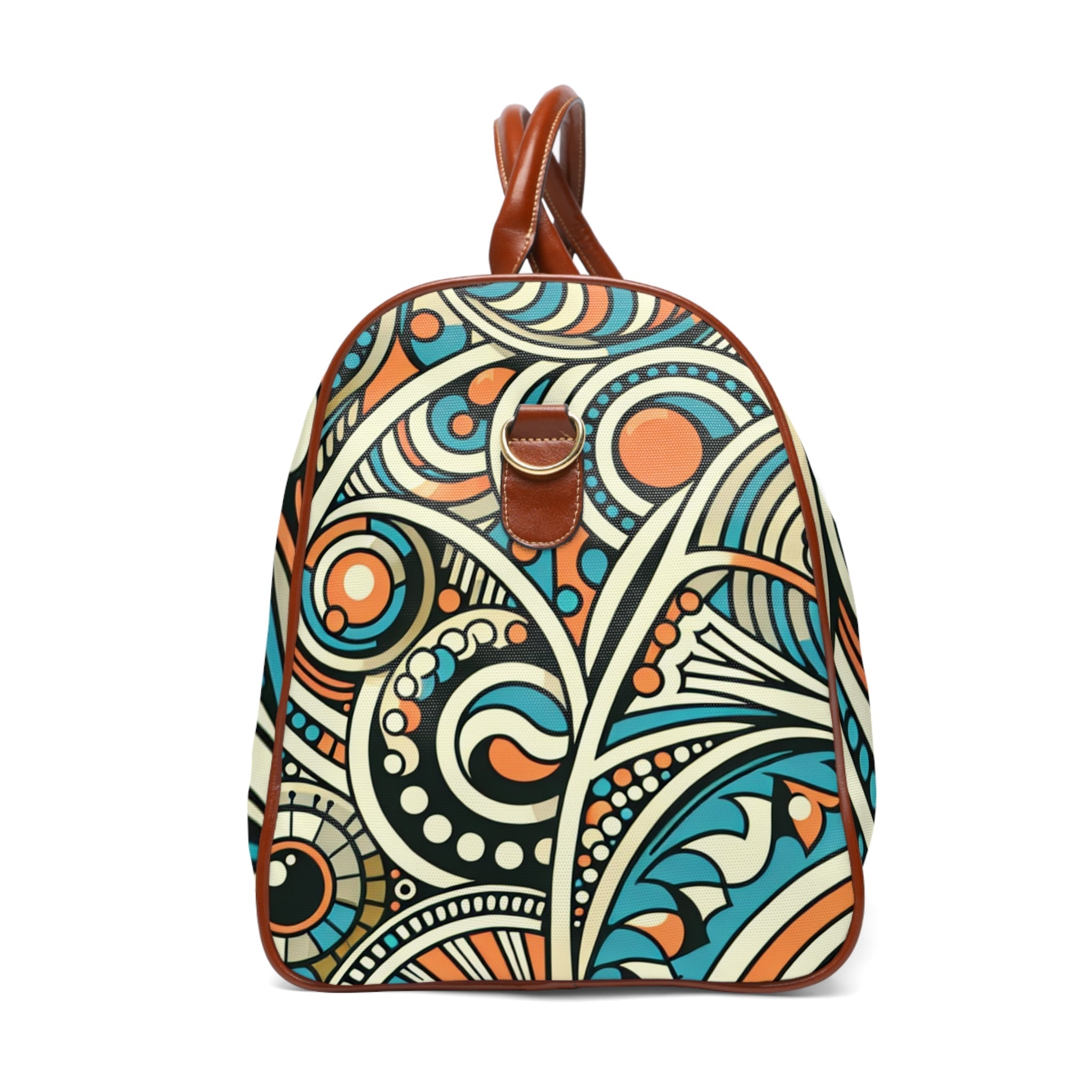 Retro Travel Bag with Geometric 70s Design 20’’ x 12’’