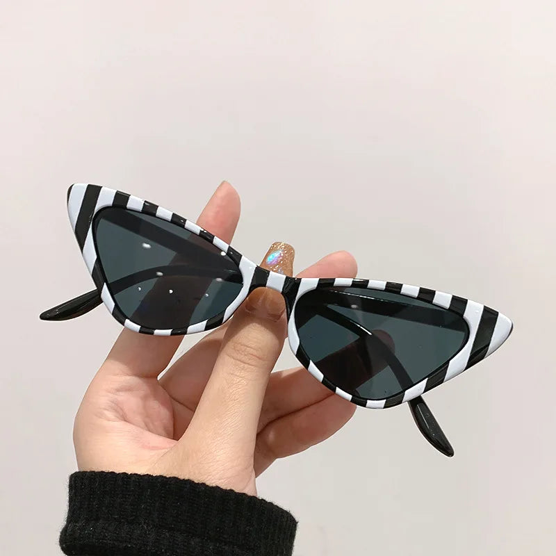 Retro Vintage Triangle Cat Eye Sunglasses Black White