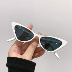 Retro Vintage Triangle Cat Eye Sunglasses White Black