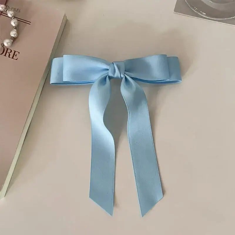Ribbon Hair Clips with Cute Design Blue
