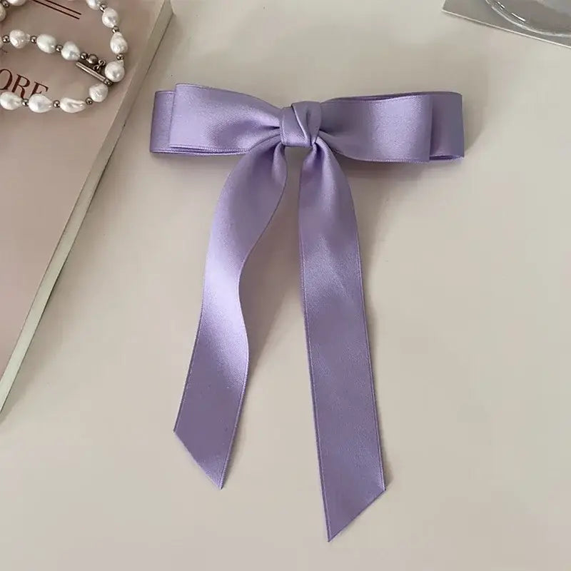 Ribbon Hair Clips with Cute Design Purple