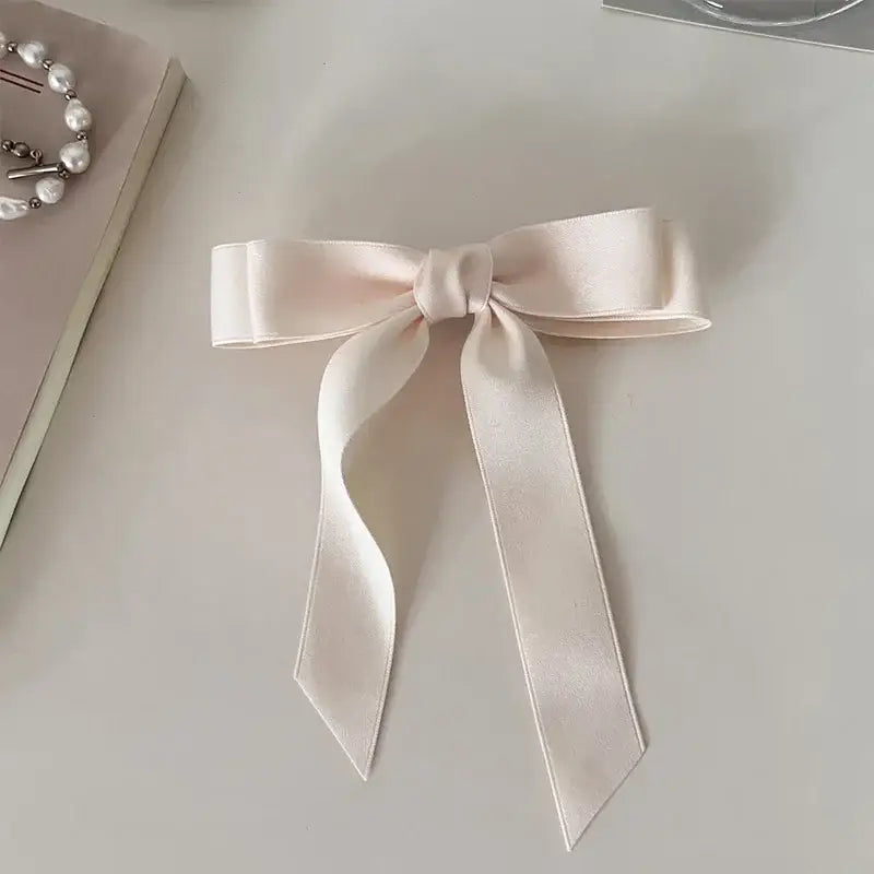 Ribbon Hair Clips with Cute Design White