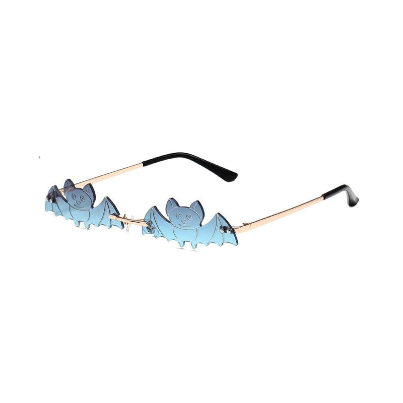 Rimless Bat Shape Sunglasses - Dark Blue Gradient / One Size