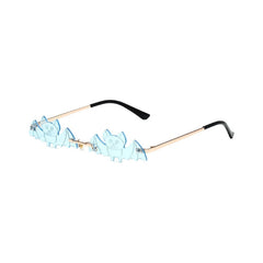 Rimless Bat Shape Sunglasses - Light Blue / One Size