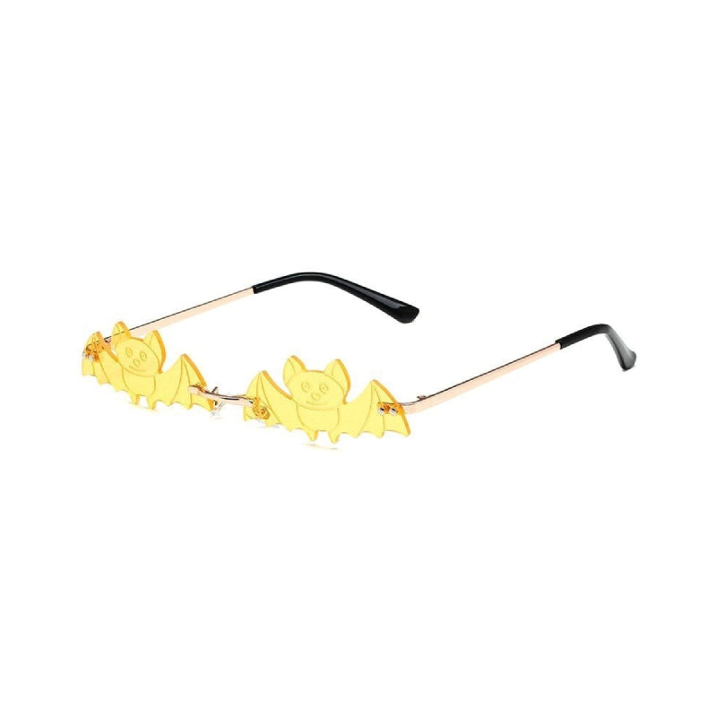 Rimless Bat Shape Sunglasses - Yellow / One Size