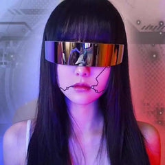 Rimless Futuristic Mask Sunglasses UV Protection