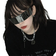 Rimless Futuristic Mask Sunglasses UV Protection Black