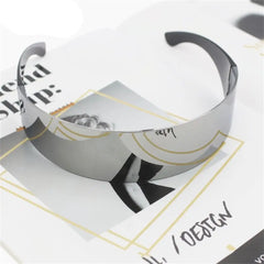Rimless Futuristic Mask Sunglasses UV Protection Silver