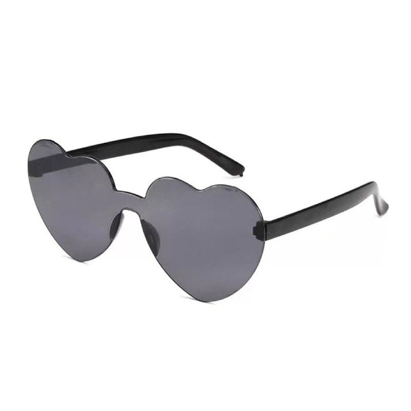 Rimless Heart Shaped Sunglasses - Black / One Size