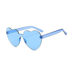 Rimless Heart Shaped Sunglasses - Blue / One Size