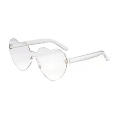 Rimless Heart Shaped Sunglasses - Clear / One Size