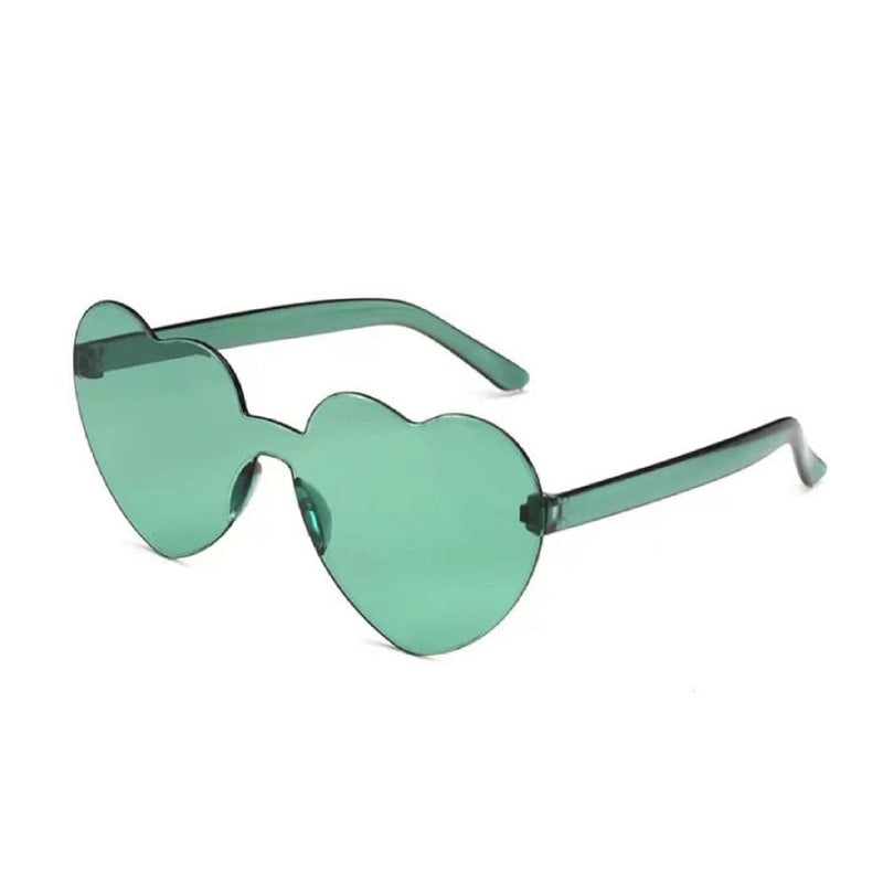 Rimless Heart Shaped Sunglasses - Green / One Size
