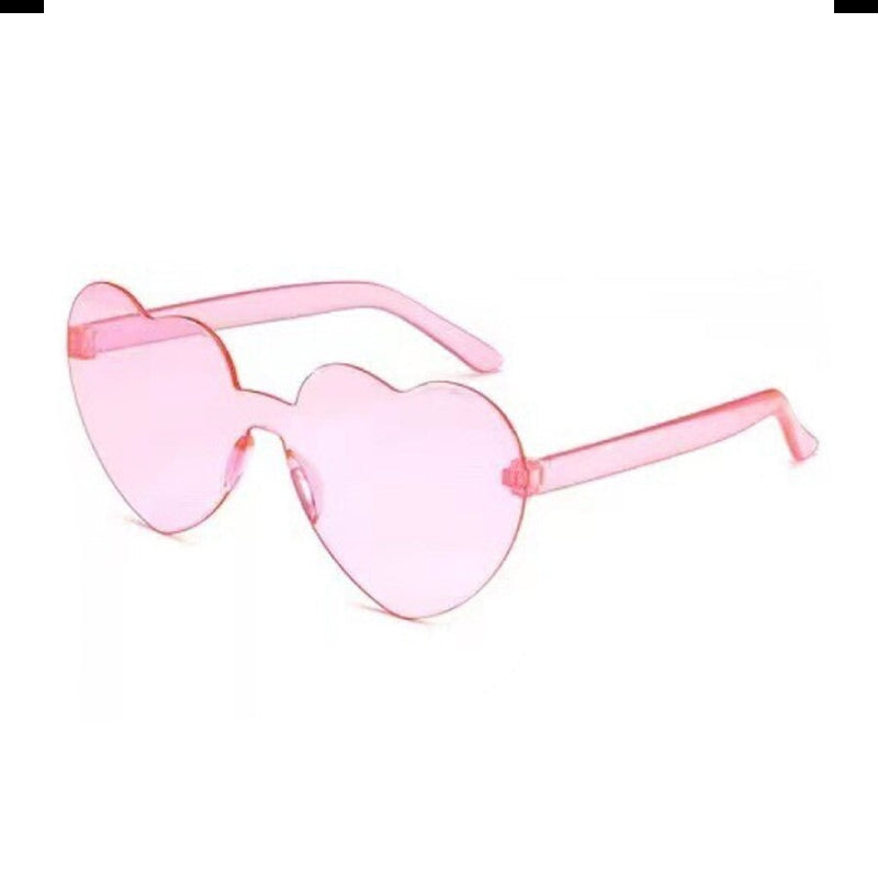 Rimless Heart Shaped Sunglasses - Pink / One Size