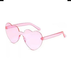 Rimless Heart Shaped Sunglasses - Pink / One Size