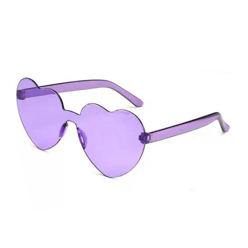Rimless Heart Shaped Sunglasses - Purple / One Size