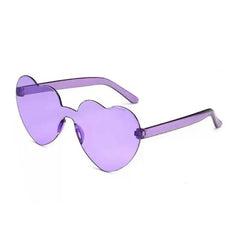 Rimless Heart Shaped Sunglasses - Purple / One Size