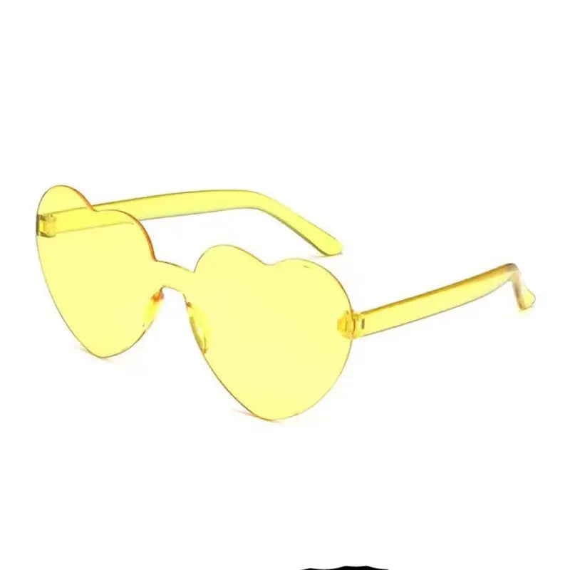 Rimless Heart Shaped Sunglasses - Yellow / One Size