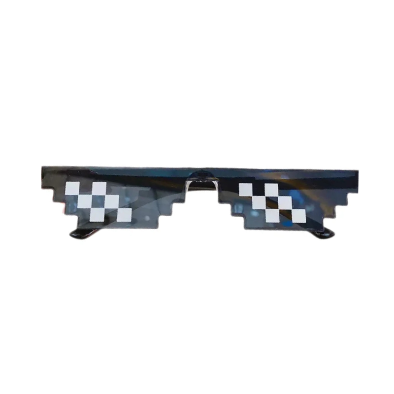 Rimless Irregular Mosaic Pixel Cartoon Sunglasses