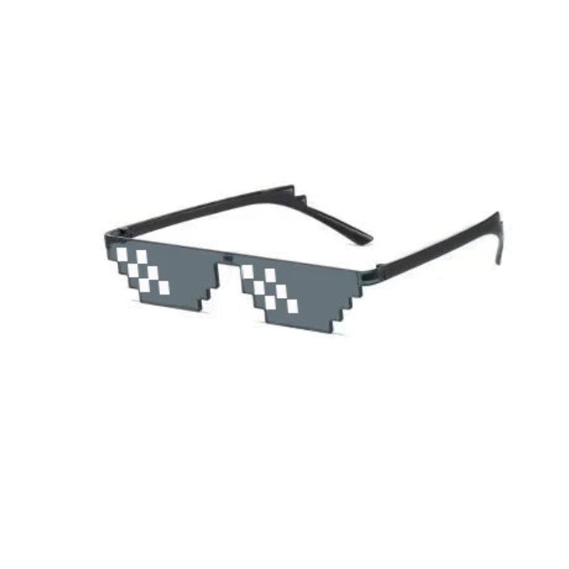 Rimless Irregular Mosaic Pixel Cartoon Sunglasses