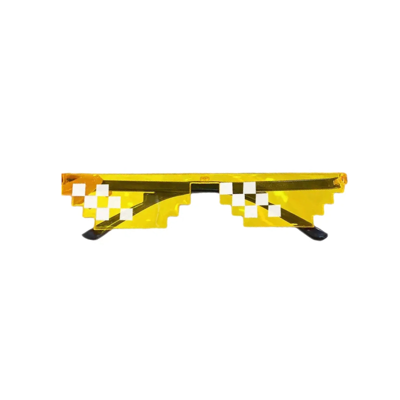 Rimless Irregular Mosaic Pixel Cartoon Sunglasses