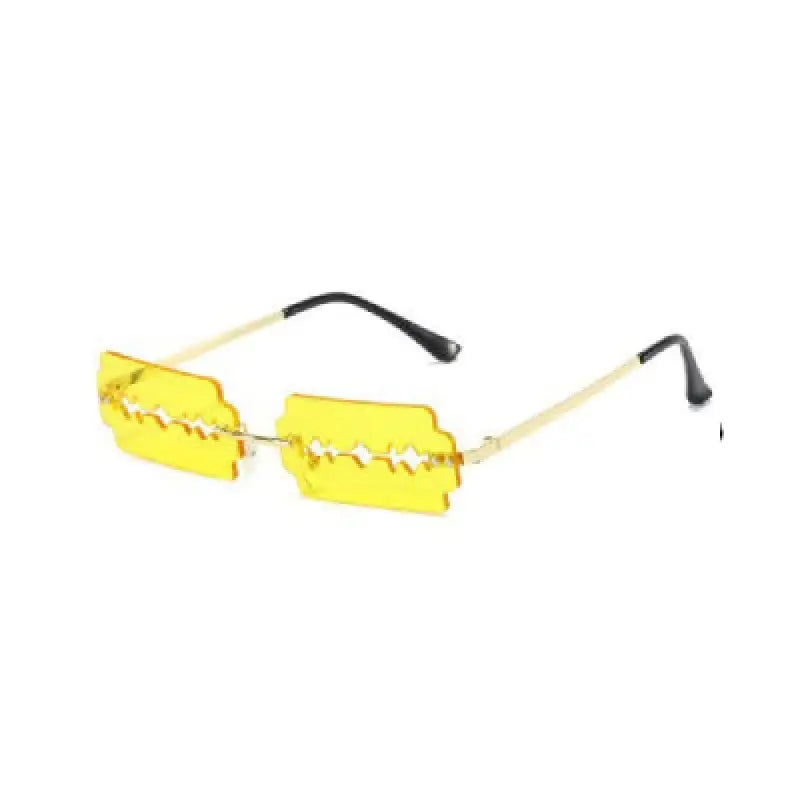 Rimless Small Rectangle Blade Shape Sunglasses - Gold