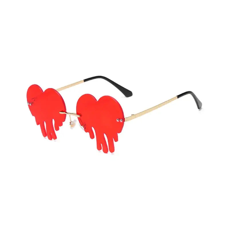 Rimless Sunglasses Heart Shape - Red / One Size