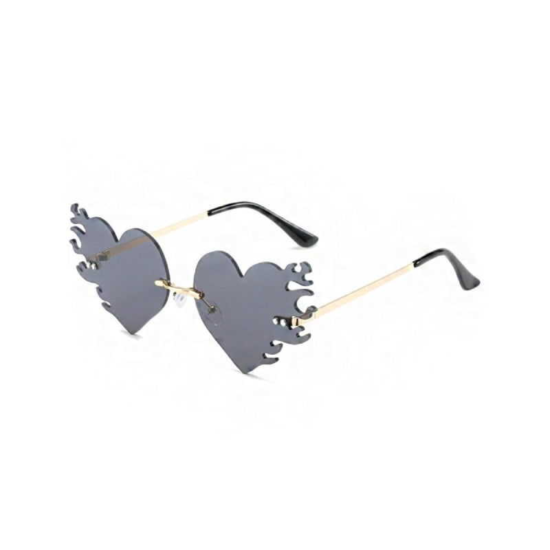Rimless Sunglasses Irregular Heart - Black / One Size
