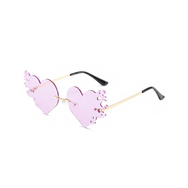 Rimless Sunglasses Irregular Heart - Light Purple / One Size