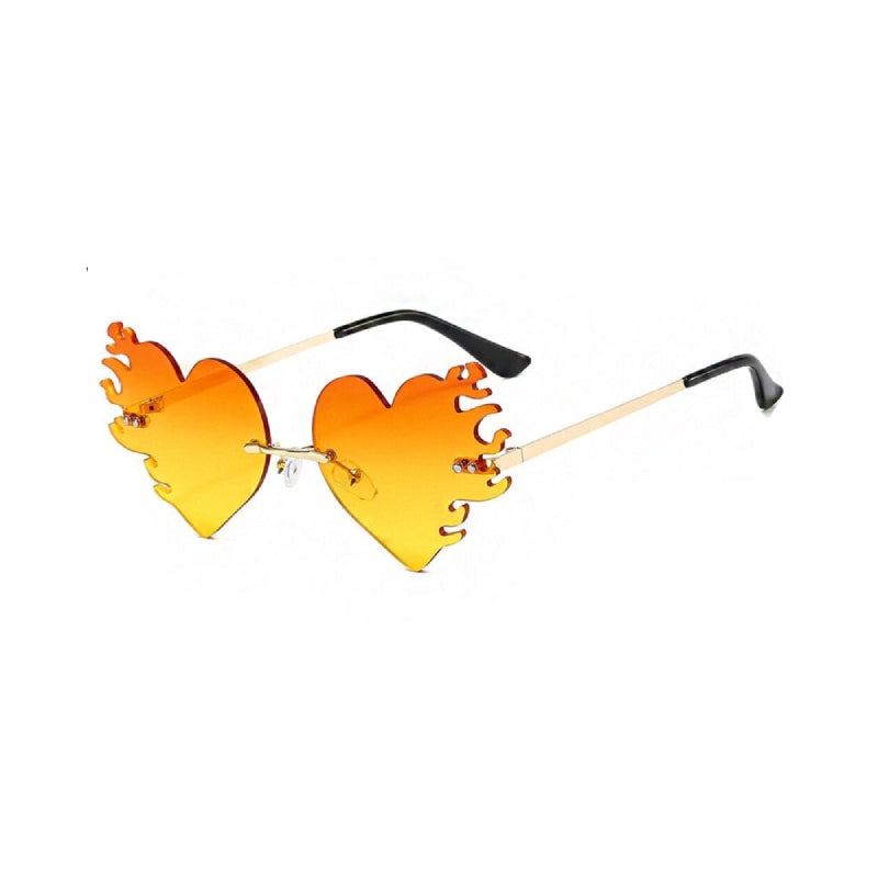 Rimless Sunglasses Irregular Heart - Orange Gradient Yellow