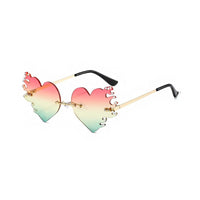 Thumbnail for Rimless Sunglasses Irregular Heart - Pink Gradient Blue /
