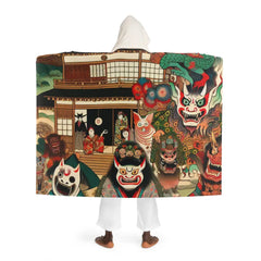 Rinji Katsura - Japanese Yōkai Hooded Sherpa Fleece Blanket