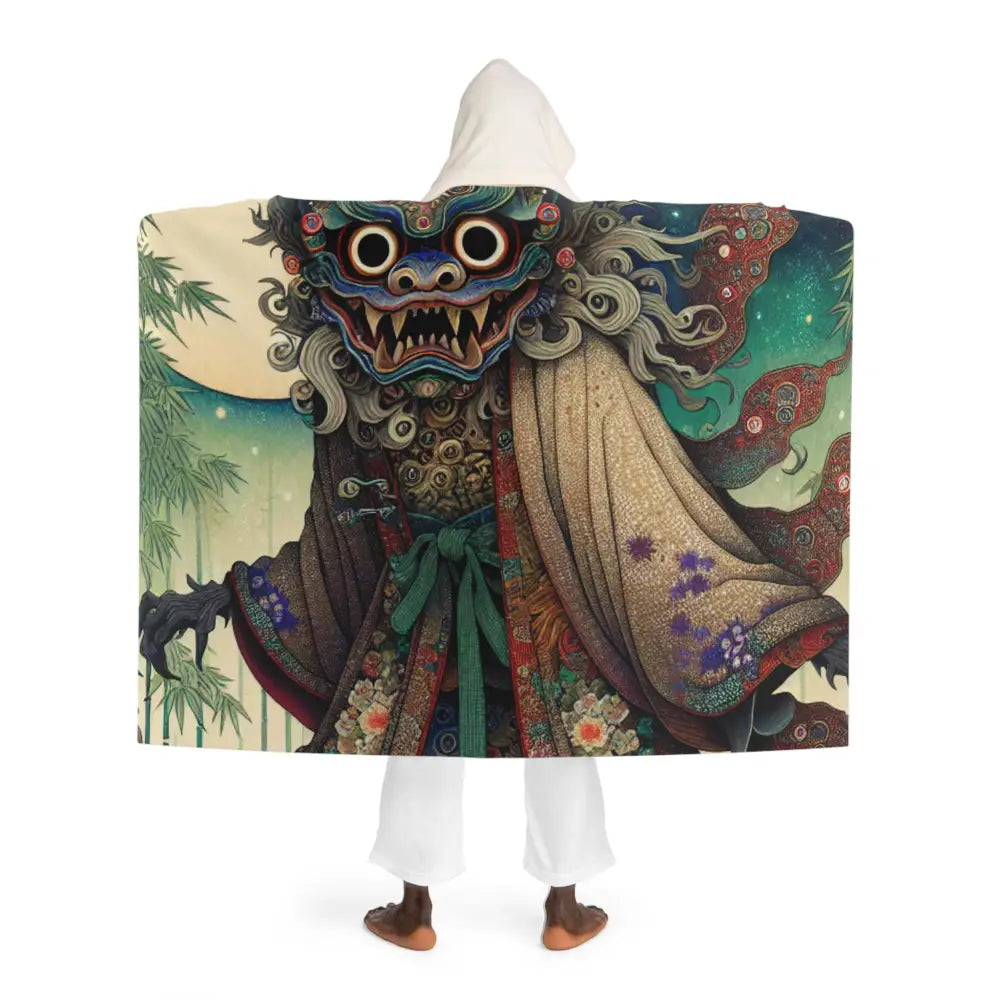 Rinji Yoshimura - Japanese Yōkai Hooded Sherpa Fleece Blanket