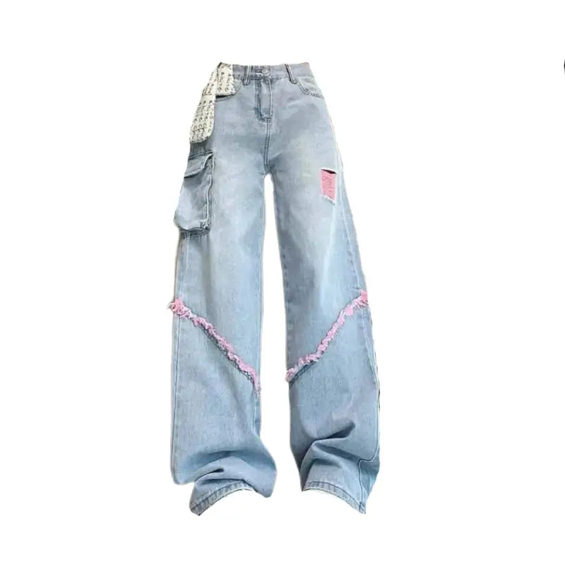 Ripped Y2k Harajuku Wide Leg Blue Jeans
