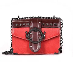 Rivet Lock Chain Shoulder Messenger Bags - Red / One Size