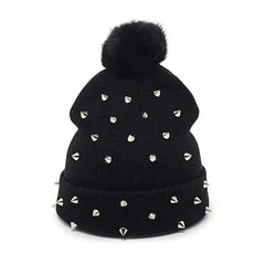 Rivet Punk Pompom Warm Knitted Beanies