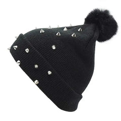 Rivet Punk Pompom Warm Knitted Beanies