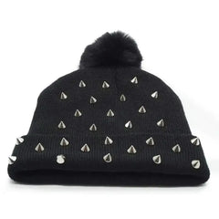 Rivet Punk Pompom Warm Knitted Beanies