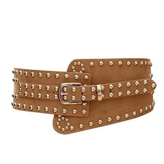 Rivet Wide Black PU Leather Belt